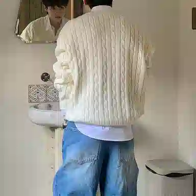 我是大卫 韩系慵懒纯色休闲简约百搭针织衫 男女同款