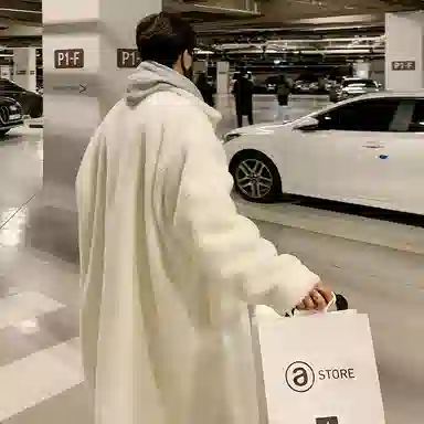 我是大卫 毛呢纯色中长款牛角扣韩版休闲外绒感外套 男女同款