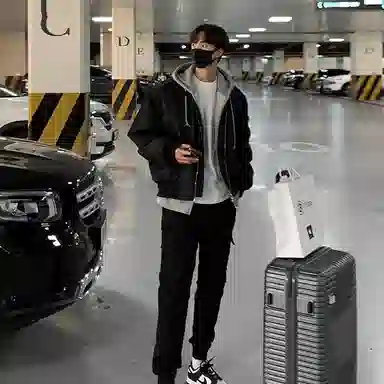 我是大卫 纯色复古休闲宽松拉链外套韩版服夹克 男女同款