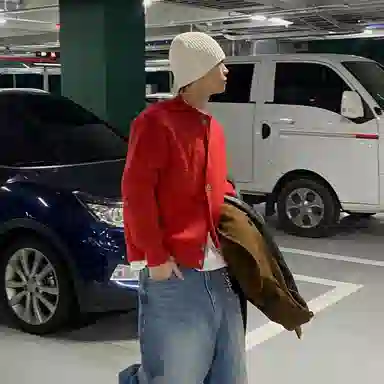 我是大卫 圆领开衫韩国小众高级感针织衫 男女同款