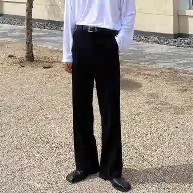 我是大卫 复古纯色宽松直筒基础西裤纯色阔腿裤休闲裤 男款