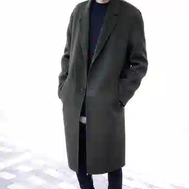 我是大卫 毛呢中长款加厚保暖韩系休闲大衣 男女同款 黑色