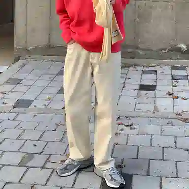 我是大卫 日系复古简约直筒宽松垂感休闲裤 男女同款