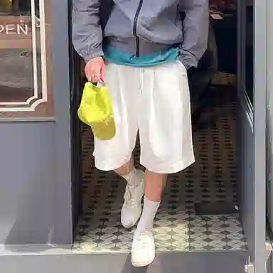 我是大卫 夏季新款复古工装纯色休闲短裤 男款 白色