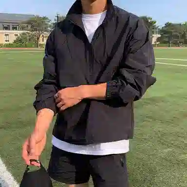 我是大卫 薄款纯色休闲百搭防晒半拉链夹克外套 男女同款