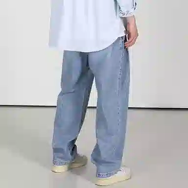 我是大卫 休闲百搭直筒宽松牛仔裤 男女同款 蓝色