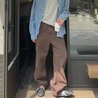 我是大卫 美式高街复古水洗直筒潮牌百搭纯色流行牛仔裤 男女同款