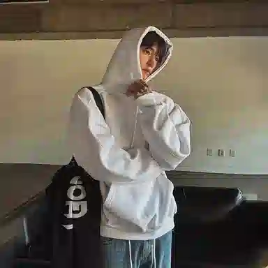 我是大卫 韩系套头连帽纯色上衣宽松小众设计感重磅卫衣 男女同款