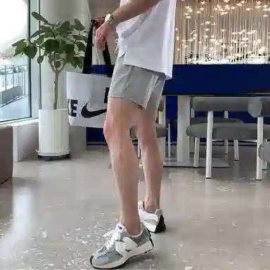 我是大卫 韩版简约透气速干直筒裤时尚宽松百搭五分休闲短裤 男女同款 灰色