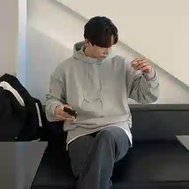 我是大卫 美式百搭纯色复古套头重磅宽松潮牌卫衣 男女同款