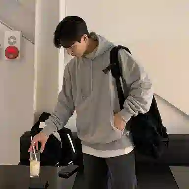 我是大卫 美式百搭纯色复古套头重磅宽松潮牌卫衣 男女同款