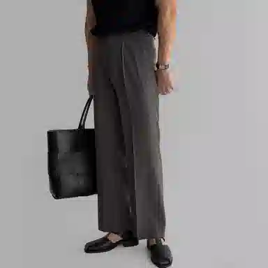 我是大卫 美式褶皱直筒侧边可调节腰带垂坠感免烫宽松休闲裤 男女同款