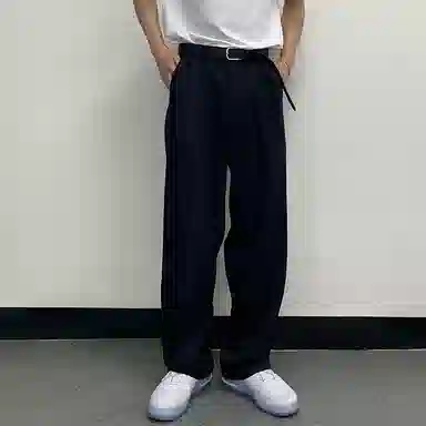 我是大卫 纯色简约直筒松紧休闲裤 男女同款