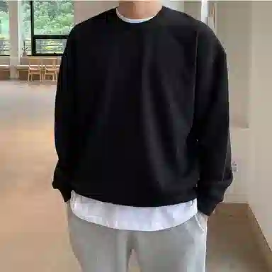 我是大卫 基础款纯色简约休闲打底时尚舒适圆领卫衣 男女同款