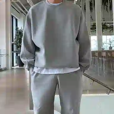 我是大卫 纯色圆领简约宽松套头长袖卫衣 男女同款