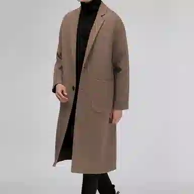 我是大卫 毛呢中长款加厚保暖韩系休闲大衣 男女同款 黑色