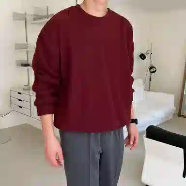 我是大卫 美式时尚高级感宽松圆领慵懒风休闲打底针织衫 男女同款