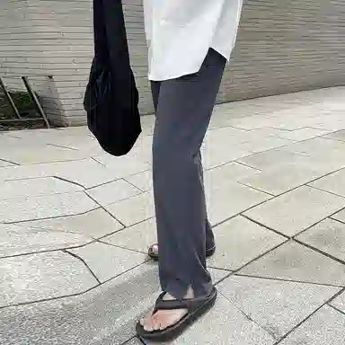 我是大卫 弹力直筒阔腿裤垂感开叉设计西裤休闲裤 男女同款