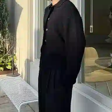 我是大卫 美式翻领开衫小众设计感韩系慵懒高级宽松针织衫 男女同款