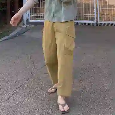 我是大卫 工装宽松美式复古高级感通勤户外大口袋直筒休闲裤 男女同款 深卡其色