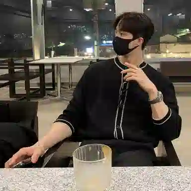 我是大卫 撞色复古不规则休闲单排扣开衫宽松针织衫 男女同款