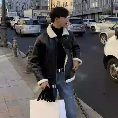 我是大卫 撞色拼接宽松口袋拉链基础款韩系外套夹克 男女同款