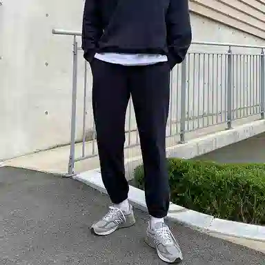 我是大卫 纯色宽松百搭束脚系带中腰休闲裤 男女同款