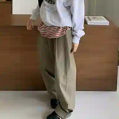 我是大卫 复古工装直筒高街宽松休闲裤 男女同款 绿色