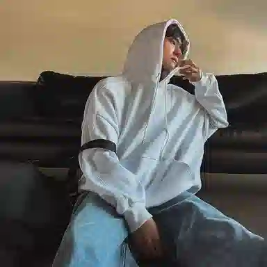 我是大卫 韩系套头连帽纯色上衣宽松小众设计感重磅卫衣 男女同款