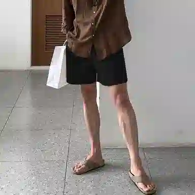 我是大卫 潮牌日系韩版百搭居家直筒五分休闲短裤 男款