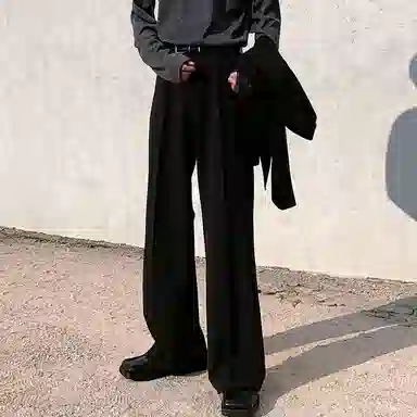 我是大卫 简约基础垂坠感阔腿宽松百搭西裤直筒休闲裤 男女同款