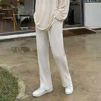 我是大卫 纯色港风拖地垂感直筒中腰休闲裤 男女同款