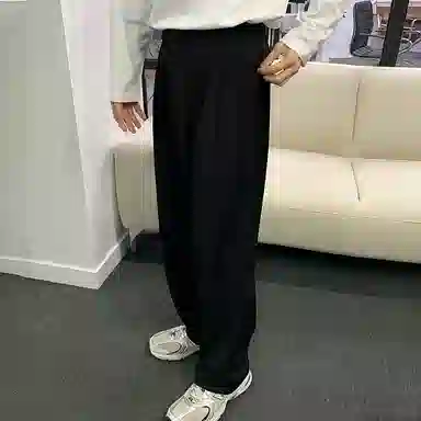 我是大卫 基础纯色垂坠感拖地直筒休闲裤 男女同款