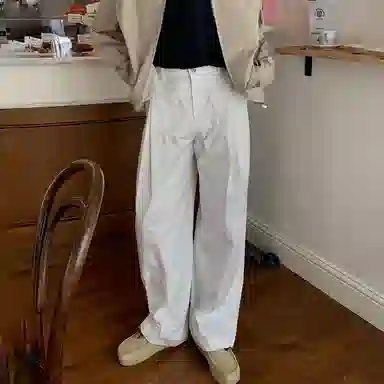 我是大卫 日系高级轻熟风直筒阔腿时尚宽松小众休闲裤 男女同款