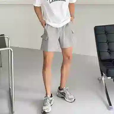 我是大卫 美式潮牌直筒重磅小众宽松阔腿休闲短裤 男女同款 灰色