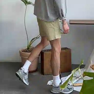 我是大卫 夏季高街潮流潮牌纯色直筒宽松港风百搭五分休闲短裤 男款 卡其色