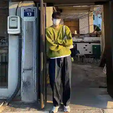 我是大卫 韩系圆领宽松休闲针织衫 男女同款 绿色