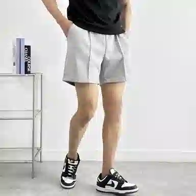 我是大卫 日系宽松韩版百搭简约直筒五分休闲短裤 男女同款 灰色