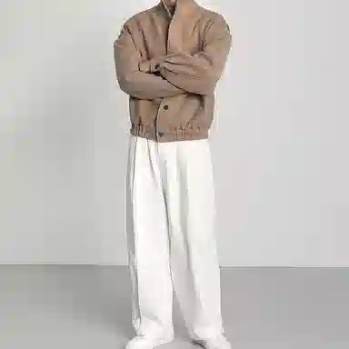 我是大卫 短款立领保暖休闲毛呢外套大衣 男女同款