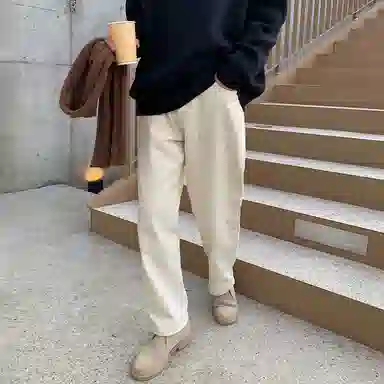 我是大卫 日系复古简约直筒宽松垂感休闲裤 男女同款