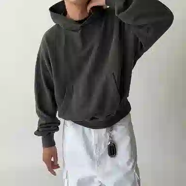 我是大卫 复古风高级感纯色连帽百搭卫衣 男女同款 碳色