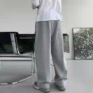 我是大卫 纯色百搭抽绳宽松直筒休闲裤 男女同款