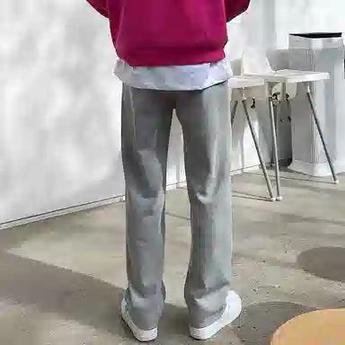 我是大卫 纯色简约垂感阔腿抽绳直筒休闲裤 男女同款