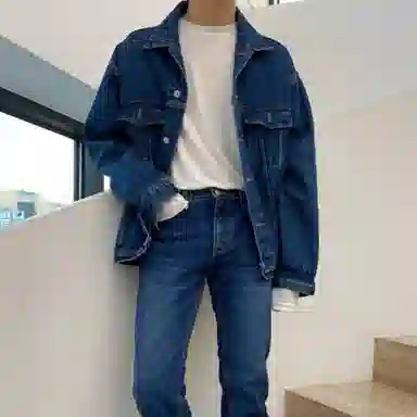 我是大卫 美式复古工装水洗色单排扣口袋设计休闲外套夹克 男女同款