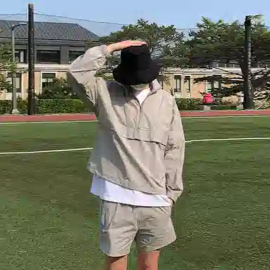 我是大卫 薄款纯色休闲百搭防晒半拉链夹克外套 男女同款