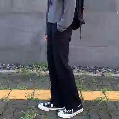 我是大卫 纯色直筒修身小西裤休闲裤 男女同款