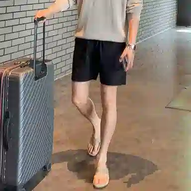 我是大卫 薄款百搭宽松直筒五分裤休闲短裤 男款