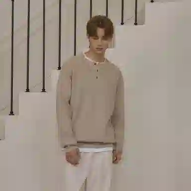 我是大卫 美式亨利领毛衣内搭打底衫休闲慵懒宽松潮流长袖针织衫 男女同款