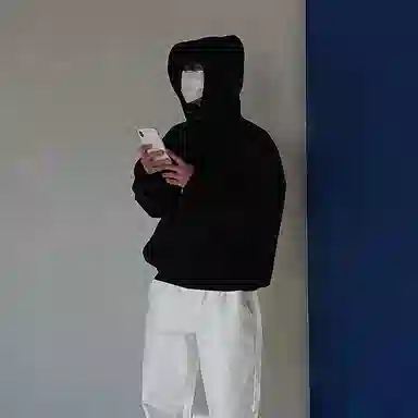 我是大卫 韩系套头连帽纯色上衣宽松小众设计感重磅卫衣 男女同款