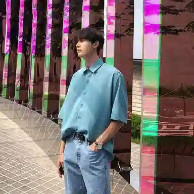 我是大卫 时尚轻薄透气短袖衬衫 男女同款